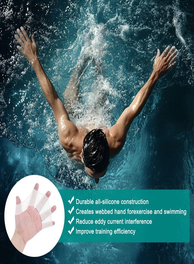 M METERXITY 1 Pair Silicone Swimming Gloves Webbed Swim Gloves Half-Finger Frog Type Medium Swim Training Gloves Water Resistance for Swimming/Diving/Water Aerobics [White] - Image 5