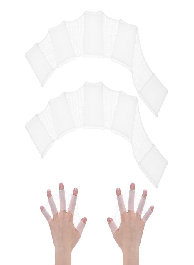 M METERXITY 1 Pair Silicone Swimming Gloves Webbed Swim Gloves Half-Finger Frog Type Medium Swim Training Gloves Water Resistance for Swimming/Diving/Water Aerobics [White] - Image 1