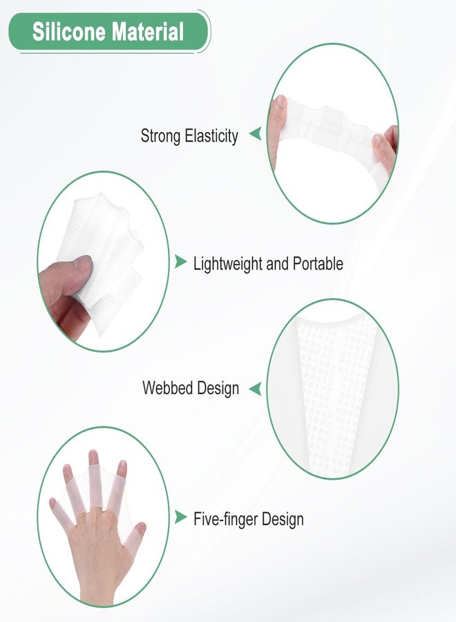 M METERXITY 1 Pair Silicone Swimming Gloves Webbed Swim Gloves Half-Finger Frog Type Medium Swim Training Gloves Water Resistance for Swimming/Diving/Water Aerobics [White] - Image 2