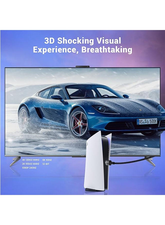 8k 144Hz HDMI Cable 1m, 2.1 Ultra HD High Speed 48Gbps Cord, Dolby Vision Gold Plated Cord Ideal for HDTV, PC, Projector, Large Displays, PS5, PS4, X-Box, Blu-ray Projector, Monitor - Image 3