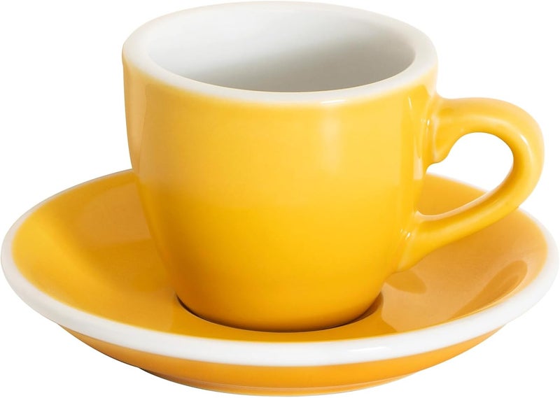 loveramics Espresso Cup with Saucer Ceramic Espresso Shot Cup Saucer Set small Demitasse Cup for Espresso 80ml 27Oz Yellow - Image 1