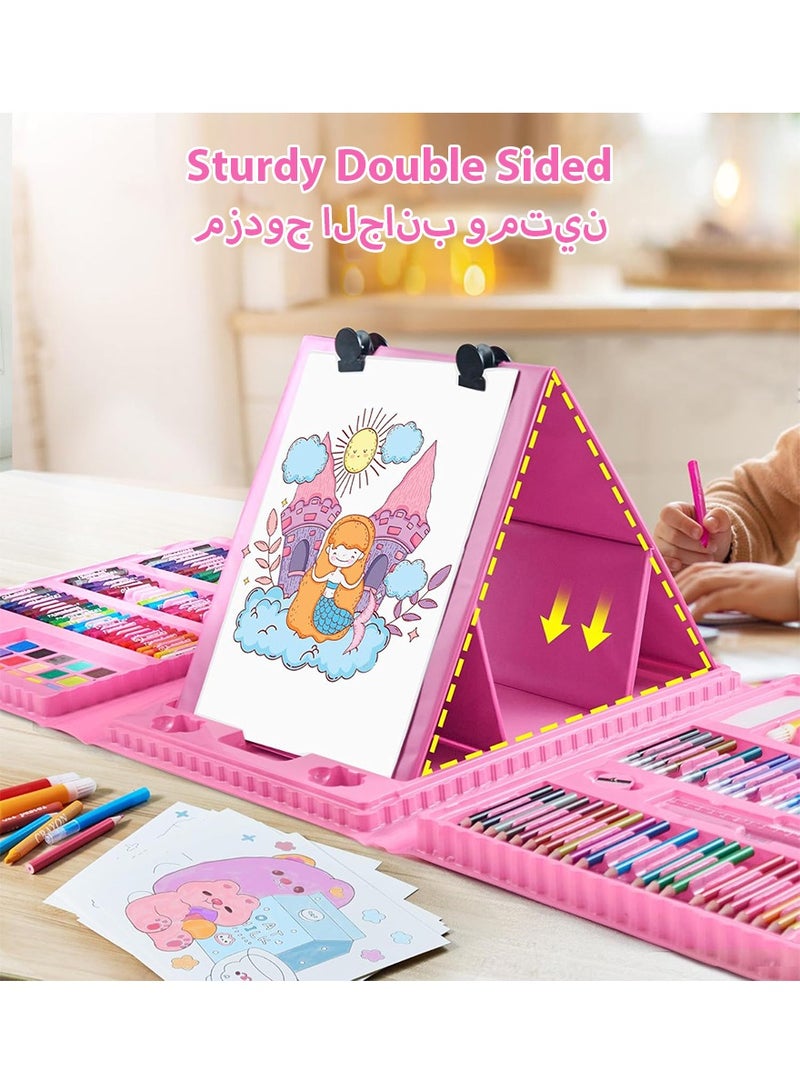 DPTER 208 PCS Art Drawing Set, Deluxe Colouring Art Set for Kids,Drawing & Painting Set with Watercolour Drawing Colouring Pencils for Children,Pink - Image 5