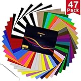 HTVRONT HTV Heat Transfer Vinyl Bundle: 47 Pack 12" x 10" Iron on Vinyl for T-Shirt, 33 Assorted Colors with HTV - Image 1