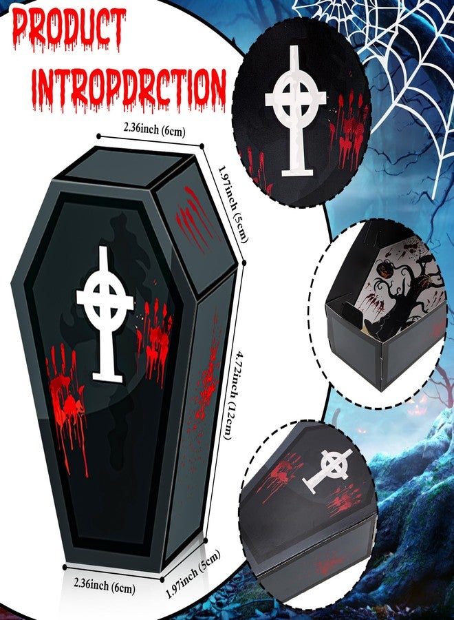 HOWAF 12 PCS Halloween Candy Boxes Coffin Shape Treat Paper Boxes, Halloween Treat Box Cross Spider Web Goodie Boxes for Trick or Treat Horror Party Decoration Supplies Spooky Halloweens Gift Box - Image 2