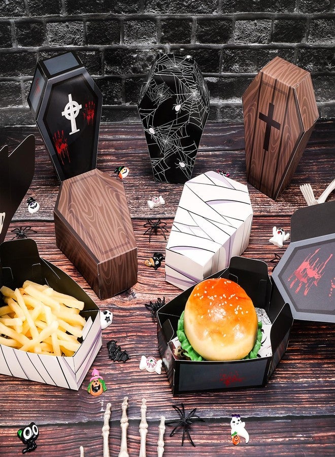 HOWAF 12 PCS Halloween Candy Boxes Coffin Shape Treat Paper Boxes, Halloween Treat Box Cross Spider Web Goodie Boxes for Trick or Treat Horror Party Decoration Supplies Spooky Halloweens Gift Box - Image 5