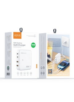Vidvie 70W Desktop GaN Charger With Stand 4 Port Fast Charging Station Hub Block 2 Type-C Ports 2 USB Ports for Macbook, iPhone, Galaxy, iPad and More  - Image 2