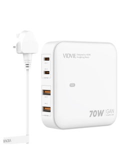 Vidvie 70W Desktop GaN Charger With Stand 4 Port Fast Charging Station Hub Block 2 Type-C Ports 2 USB Ports for Macbook, iPhone, Galaxy, iPad and More  - Image 1