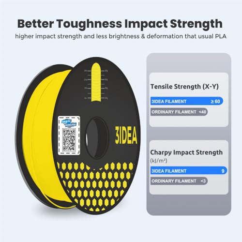 3Idea Premium PLA+ Yellow 3D Printer Filament 1.75mm Dimensional Accuracy +/- 0.03mm Net Weight- 1 KG - Image 5