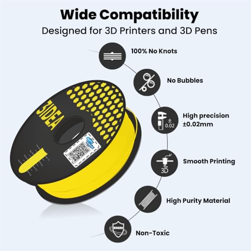 3Idea Premium PLA+ Yellow 3D Printer Filament 1.75mm Dimensional Accuracy +/- 0.03mm Net Weight- 1 KG - Image 2