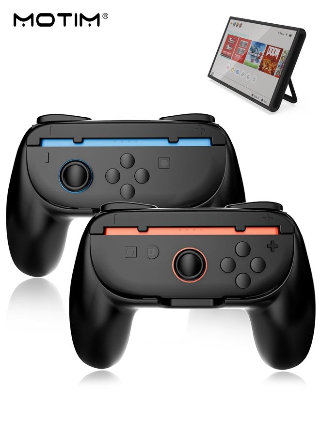 Motim Controller Grips Compatible with Nintendo Switch 2 (2025), Ergonomic Anti-Slip Handle Grip Kit Accessories for Switch 2 JoyCon, Black, 2 Pack (NOT for Switch 1) - Image 1