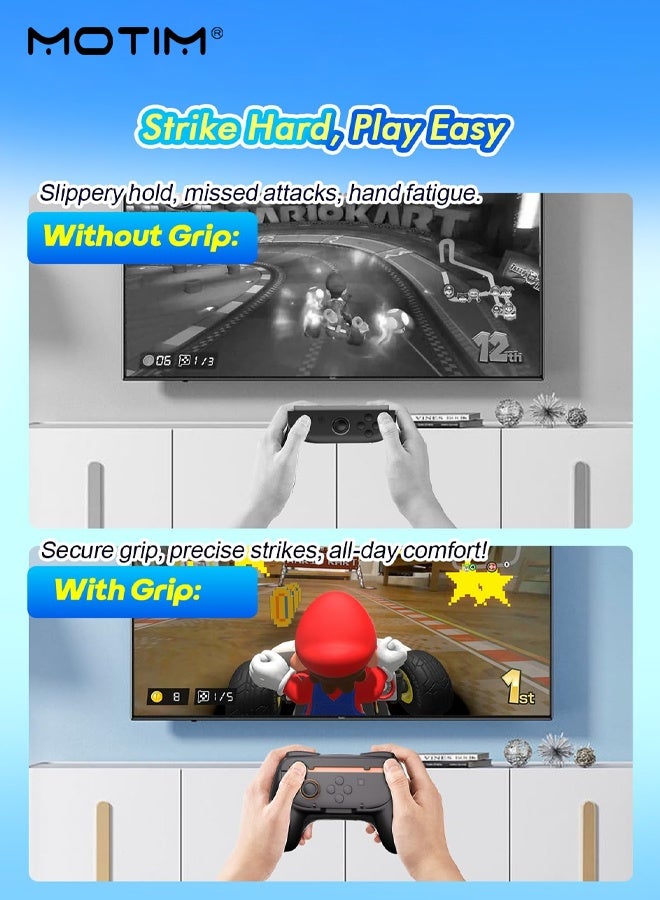 Motim Controller Grips Compatible with Nintendo Switch 2 (2025), Ergonomic Anti-Slip Handle Grip Kit Accessories for Switch 2 JoyCon, Black, 2 Pack (NOT for Switch 1) - Image 4