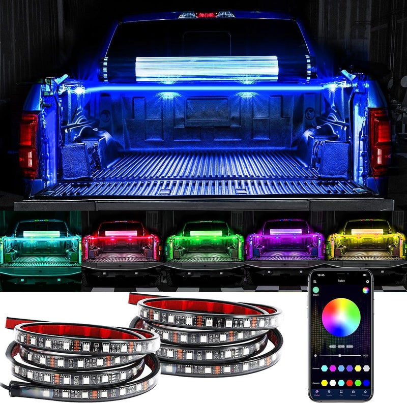 SHEDALED 2PCS 60 Inch RGB Truck Bed Light Strip Kit with App and Remote Control - Image 1