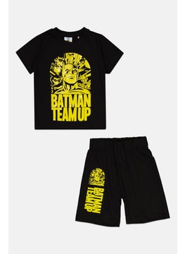 Batman Toddlers Boy 2 Pieces Crew Neck Short Sleeves Batman Team Up T-shirt And Shorts, Black  - Image 1