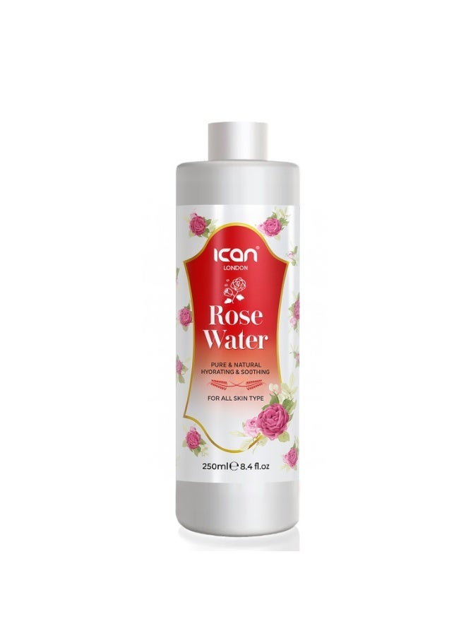 Ican London Rosewater 250ml – Pure, Gentle, Hydrating for All Skin Types - Image 1