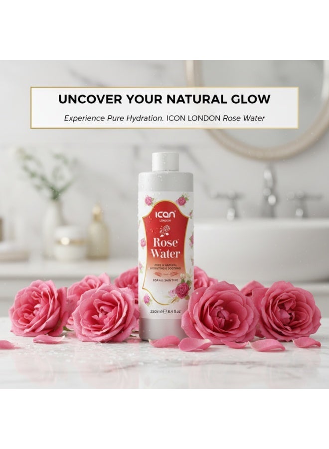 Ican London Rosewater 250ml – Pure, Gentle, Hydrating for All Skin Types - Image 2