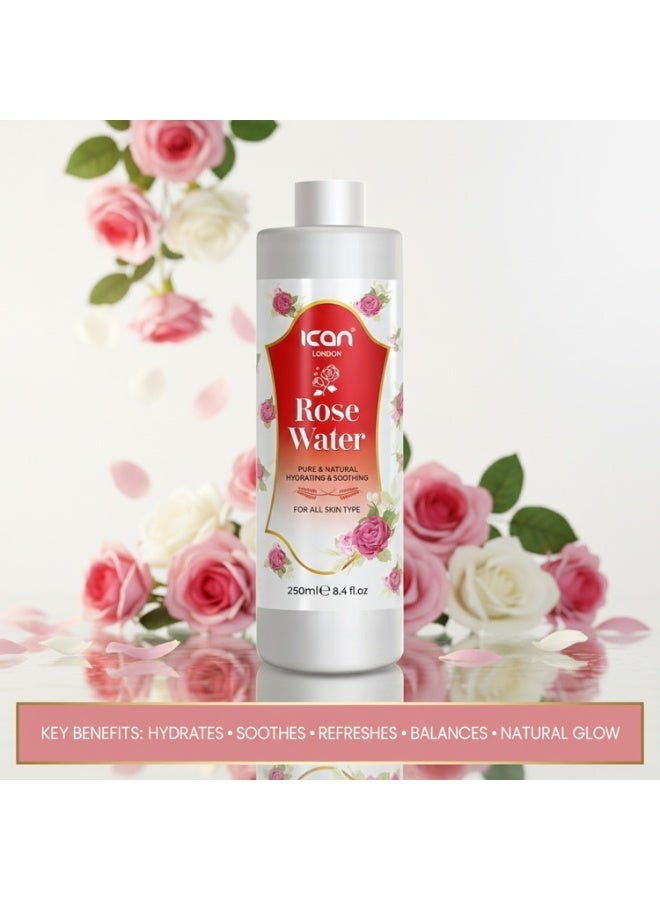 Ican London Rosewater 250ml – Pure, Gentle, Hydrating for All Skin Types - Image 4