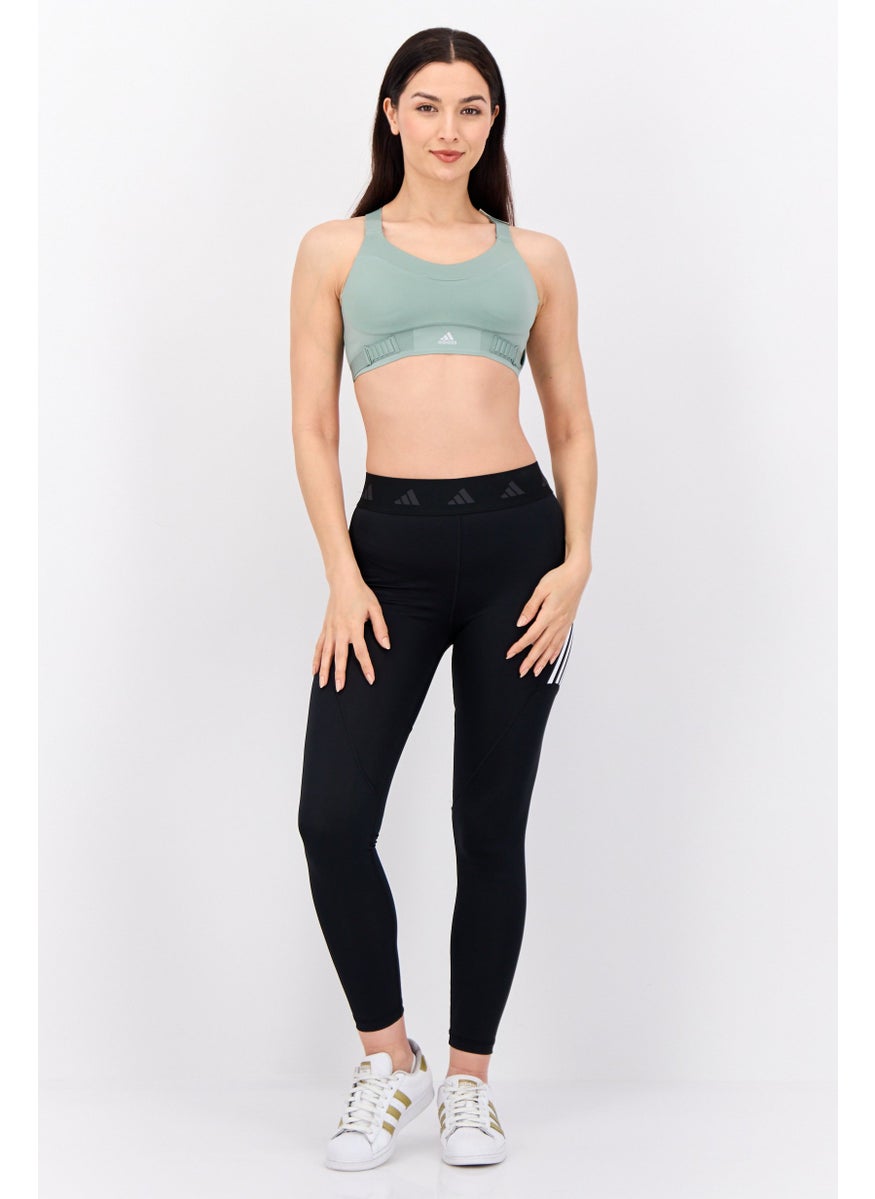 Adidas - Women Brand Logo Padded Training Sports Bra, Sage Green - Image 1
