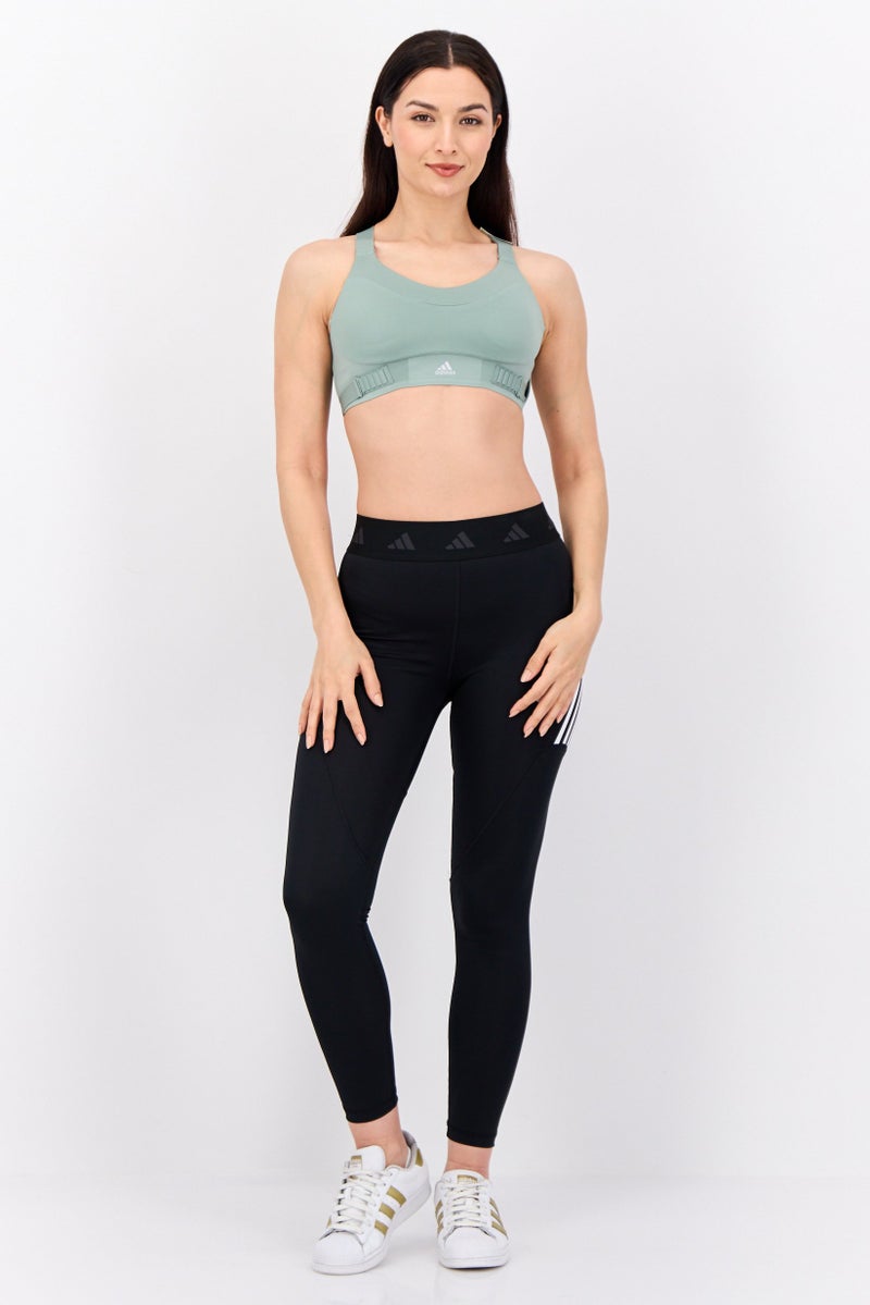 Adidas Women Brand Logo Padded Training Sports Bra, Sage Green - Image 4