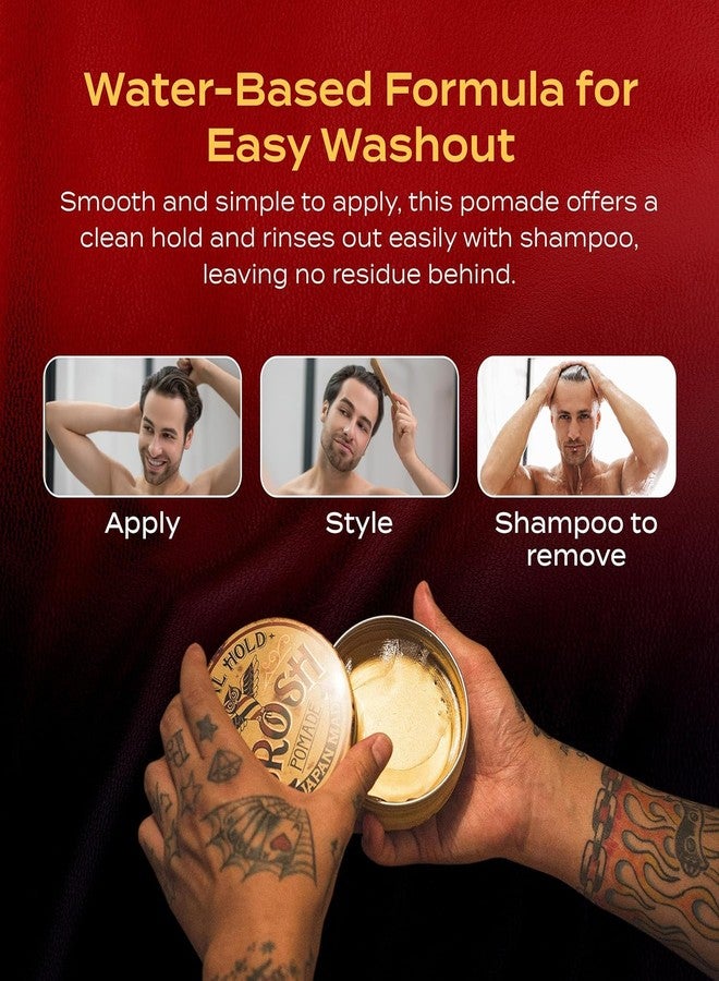 Brosh بروش بومادة أصلية مع تثبيت قوي ولمعان كلاسيكي، كريم تصفيف شعر خفيف الوزن قائم على الماء للرجال، 1.4 أونصة حجم السفر - Image 3