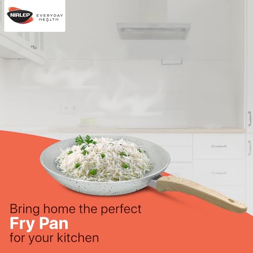 Nirlep Joy Series 24cm Frying Pan|Granite Finish Non-Stick Pan| Induction Base 24cm Fry Pan|Easy to Clean| Soft Touch Handles| Use as Omlette Pan, Egg Pan| 1-Yr Warranty by Bajaj| Grey - Image 3