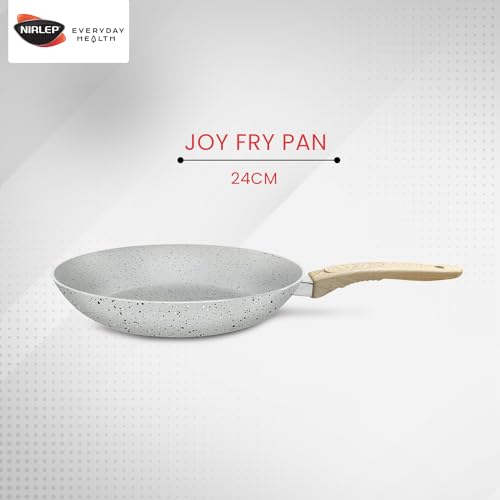 Nirlep Joy Series 24cm Frying Pan|Granite Finish Non-Stick Pan| Induction Base 24cm Fry Pan|Easy to Clean| Soft Touch Handles| Use as Omlette Pan, Egg Pan| 1-Yr Warranty by Bajaj| Grey - Image 4