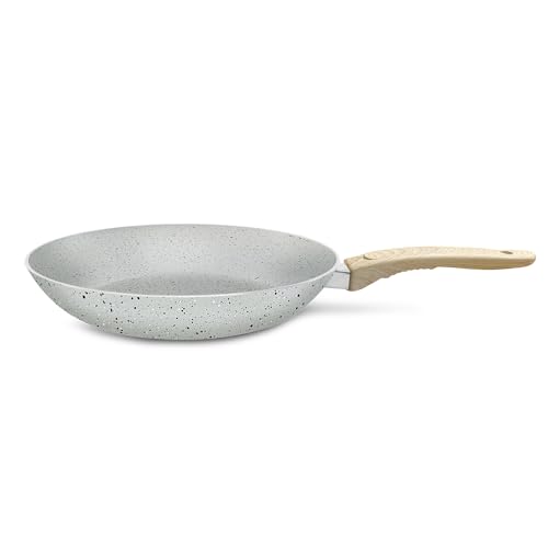 Nirlep Joy Series 24cm Frying Pan|Granite Finish Non-Stick Pan| Induction Base 24cm Fry Pan|Easy to Clean| Soft Touch Handles| Use as Omlette Pan, Egg Pan| 1-Yr Warranty by Bajaj| Grey - Image 1
