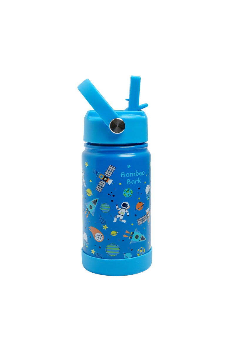 Bamboo Bark Insulated Water Bottle with Straw & Handle – Stainless Steel Double Wall Thermos Flask for Hot & Cold Water, Leak-Proof & Reusable Kids Water Bottle - Image 1