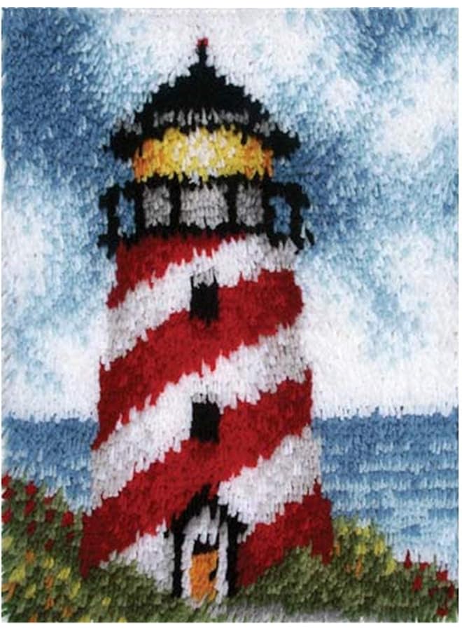 The Bros Handmade Lighthouse Carpets For Living Room，Tapestry Wall Hanging Section Rugs And Carpets Embroidery Straight Decorative， DIY for Kids/Adults Needle Craft with Printed Canvas Pattern 21" X 15" - Image 1