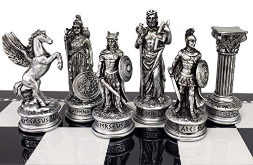 HPL Greek Mythology Olympus Gods Zeus vs Poseidon Set of Chess Men Pieces Bronze and Pewter Color  NO Board - Image 1