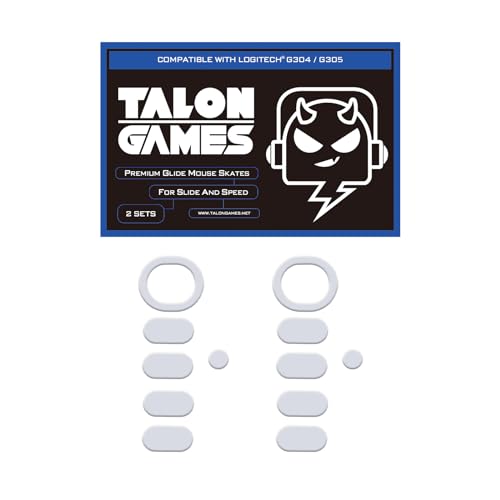 TALONGAMES 2Sets of TALONGAMES Rounded Curved Edges Mouse Feet Skates Compatible with Logitech G304 / G305 Gaming Mouse Feet Replacement,0.8mm,Pure PTFE Material with Super Smooth Glide Pads - Image 1