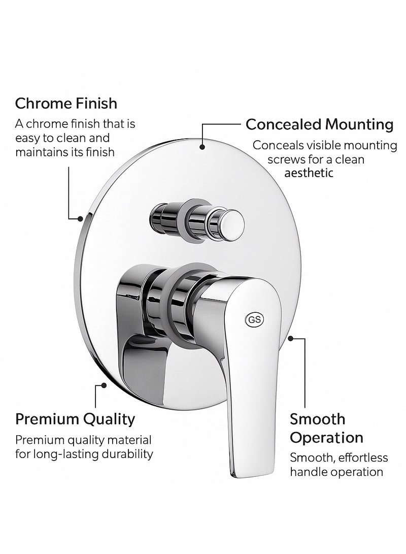 GS Rubinetterie Concealed Single Lever Bath Shower Mixer With Push Button Diverter Chrome - 2459C - Image 3