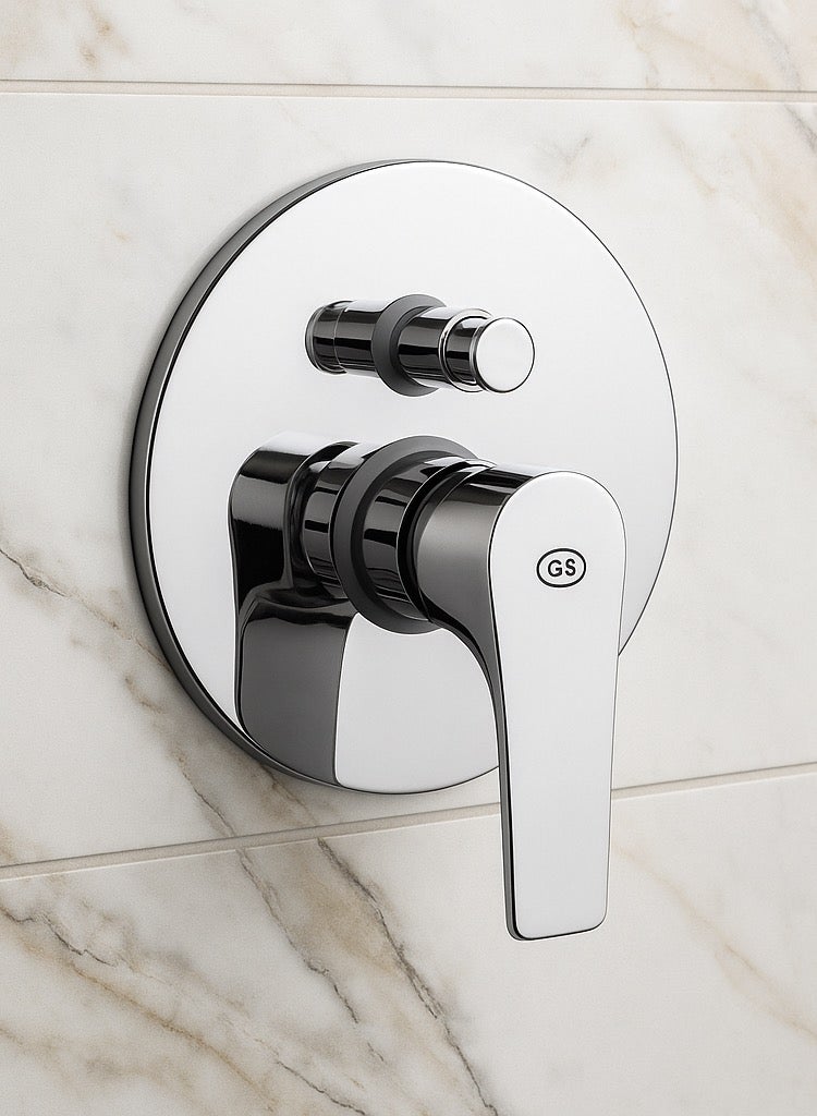 GS Rubinetterie Concealed Single Lever Bath Shower Mixer With Push Button Diverter Chrome - 2459C - Image 4