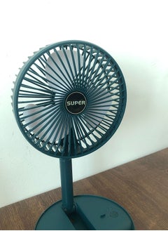 Super Portable USB Desktop Foldable Fan - Mini Adjustable Head Electric Desk Fan, Low Noise Cooling for Home/Office/Bedroom | Compact Design, Green Color  - Image 2