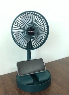 Super Portable USB Desktop Foldable Fan - Mini Adjustable Head Electric Desk Fan, Low Noise Cooling for Home/Office/Bedroom | Compact Design, Green Color  - Image 3
