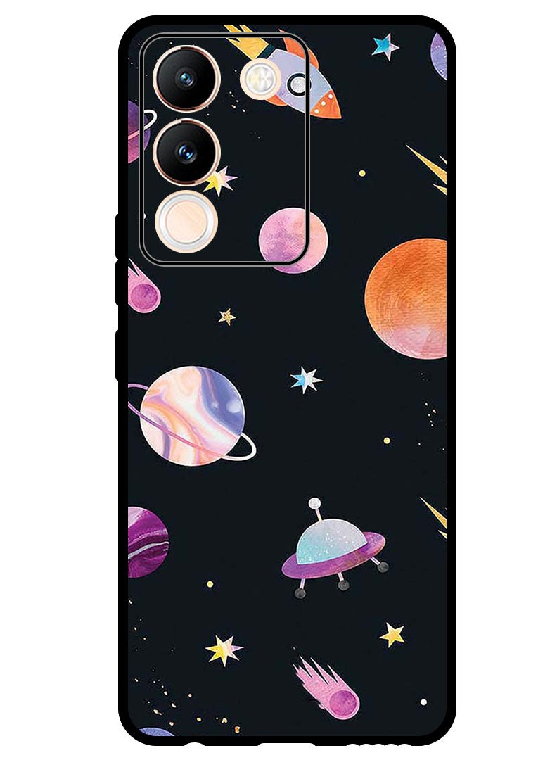 Theodor Protective Case Anti Scratch Shock Proof Bumper Cover For Vivo V29e Planets Pattern - Image 1