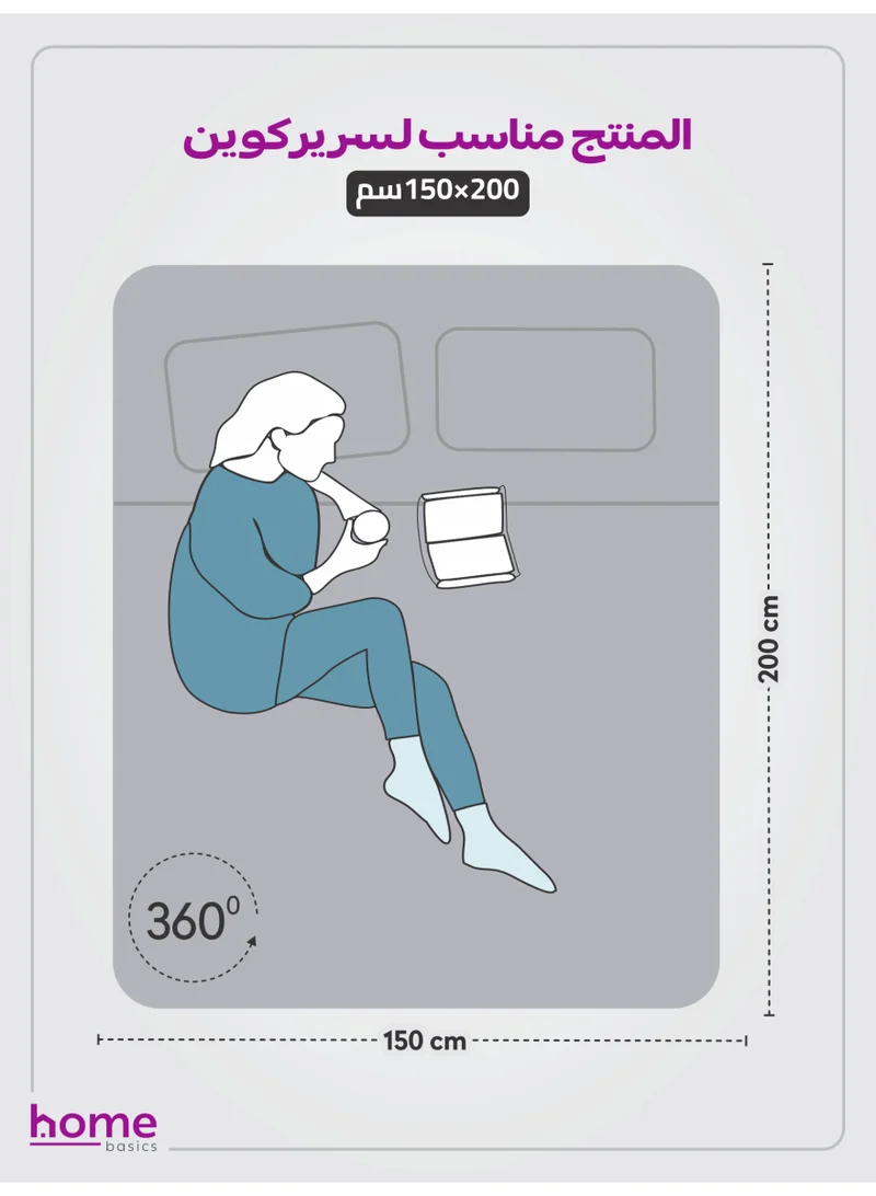 دوناتيلا طقم شرشف مطاط 3 قطع مفرد و نصف 150×200 سم 30سم فائق النعومة لون رمادي فاتح