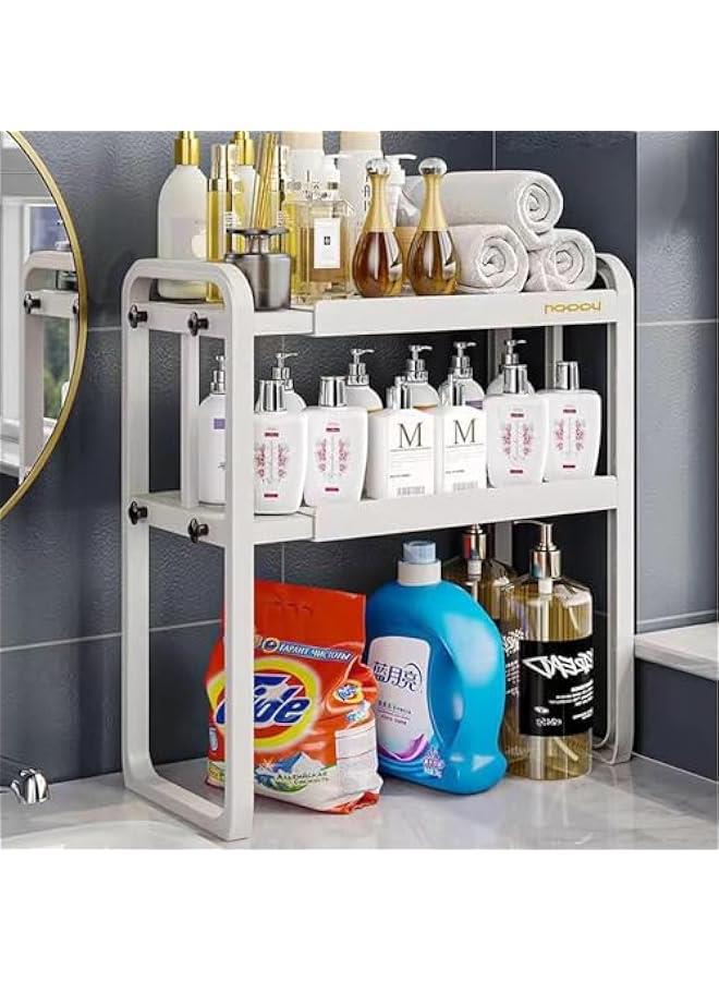 هوكور رف منظم سطح عمل قابل للتوسيع على سطح العمل، رف منظم سطح عمل المطبخ ذو طبقتين، أرفف تخزين لخزانة المؤن، رفوف تنظيم وتخزين توابل المطبخ لحمام المطبخ (2 طبقة بيضاء) - Image 5