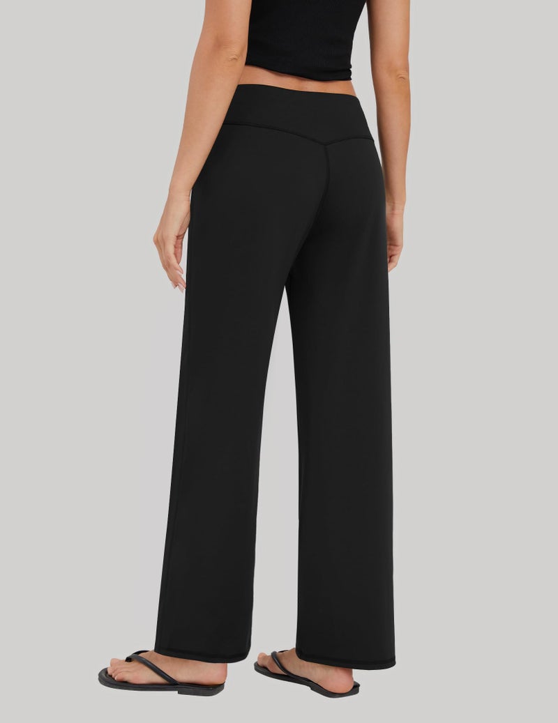 FireSwan Wide Leg Yoga Pants for Women Work Palazzo Pants with Pockets Casual Lounge Dress Trousers Black - Image 2