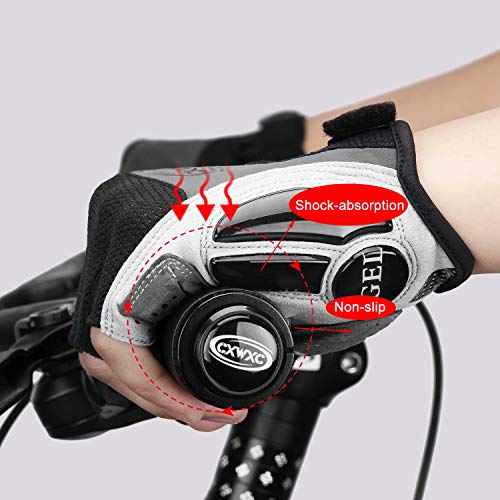 CXWXC Cycling Gloves for Men Women - Breathable Gel Road Mountain Bike Riding Gloves - Anti-Slip Half Finger Glove for Fitness Cycling Training Outdoor Sports - Image 5