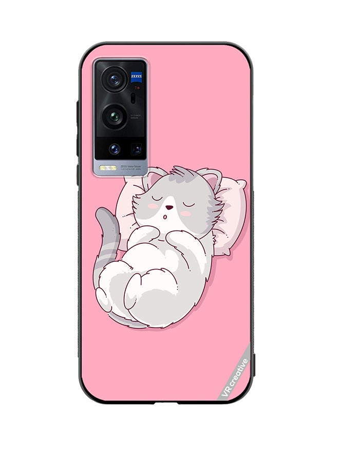 VR CREATIVE Protective Case Cover For Vivo X60 Pro Plus Cozy Cat Design Multicolour - Image 1