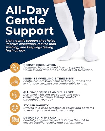 Pembrook Compression Socks for Men - 3 Pack | Compression Socks for Flying, Athletics, Work | Graduated Athletic Compression Socks for Men 9-12 | White - Image 2