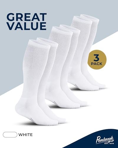 Pembrook Compression Socks for Men - 3 Pack | Compression Socks for Flying, Athletics, Work | Graduated Athletic Compression Socks for Men 9-12 | White - Image 5