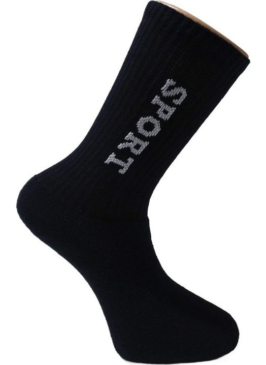 Seva Men's Socks Towel Heeled Sports Socks / 4 Pairs Black  - Image 2