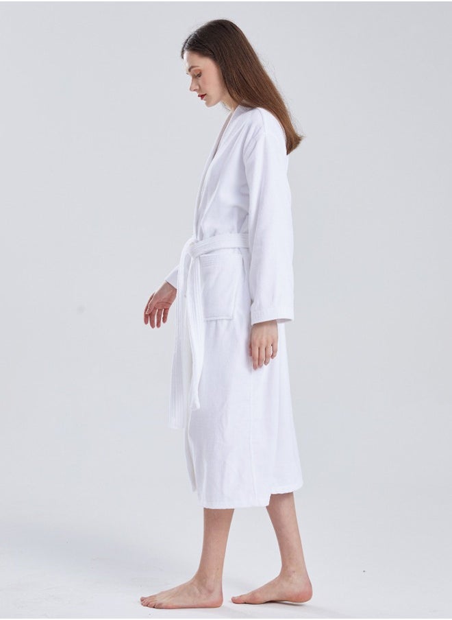 Generic Men's and women's bathrobes, thick yukata made of cotton towels, extended and soft for warmth, suitable for hotel and home use (white)  - Image 5
