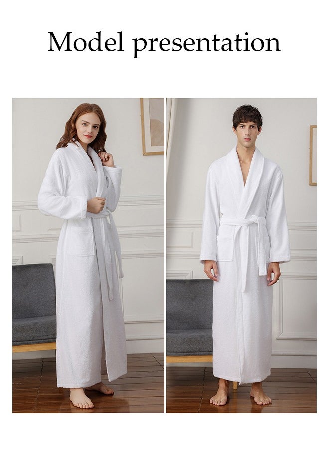 Generic Men's and women's bathrobes, thick yukata made of cotton towels, extended and soft for warmth, suitable for hotel and home use (white)  - Image 2