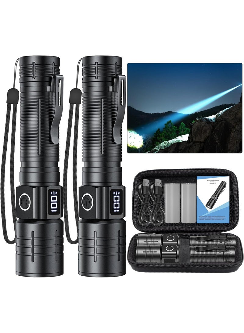 YelaJoy High Lumens LED Flashlight – Super Bright Rechargeable Tactical Flashlight, 6 Modes, Zoomable, Waterproof, Power Display – for Emergency, Camping, Hiking (Type-C Fast Charging) - Image 1
