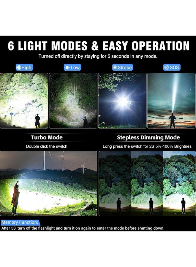 YelaJoy High Lumens LED Flashlight – Super Bright Rechargeable Tactical Flashlight, 6 Modes, Zoomable, Waterproof, Power Display – for Emergency, Camping, Hiking (Type-C Fast Charging) - Image 3