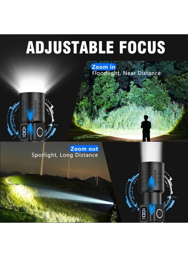 YelaJoy High Lumens LED Flashlight – Super Bright Rechargeable Tactical Flashlight, 6 Modes, Zoomable, Waterproof, Power Display – for Emergency, Camping, Hiking (Type-C Fast Charging) - Image 4