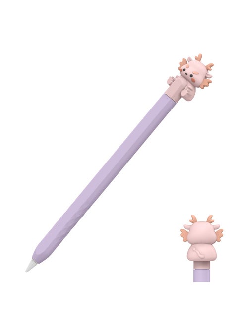 Suitable For Apple Penci PRO u0026 2nd Generation Pen Case Apple Capacitance Pen Cartondragon Series Silicone Protective Case-Color:Cartoon Dragon-purple (pro u0026 Second Generation)-Applicable Mod