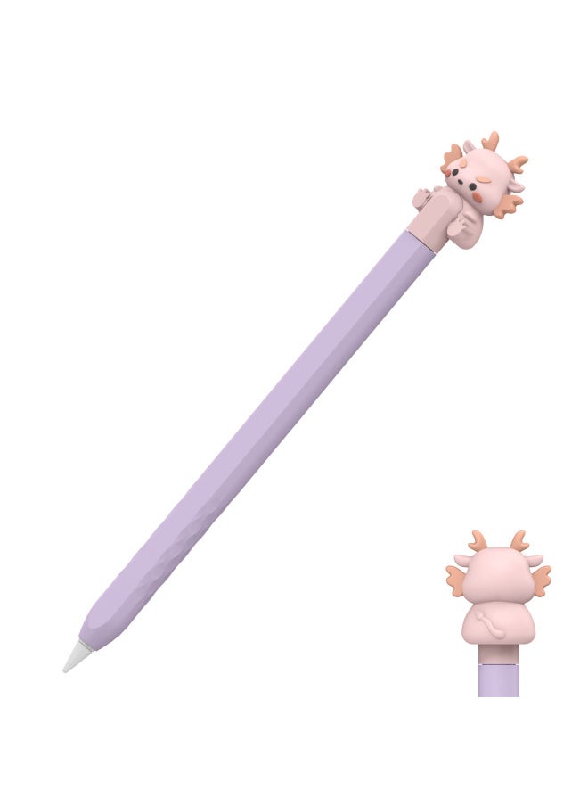 Generic - Suitable For Apple Penci PRO u0026 2nd Generation Pen Case Apple Capacitance Pen Cartondragon Series Silicone Protective Case-Color:Cartoon Dragon-purple (pro u0026 Second Generation)-Applicable Mod - Image 1